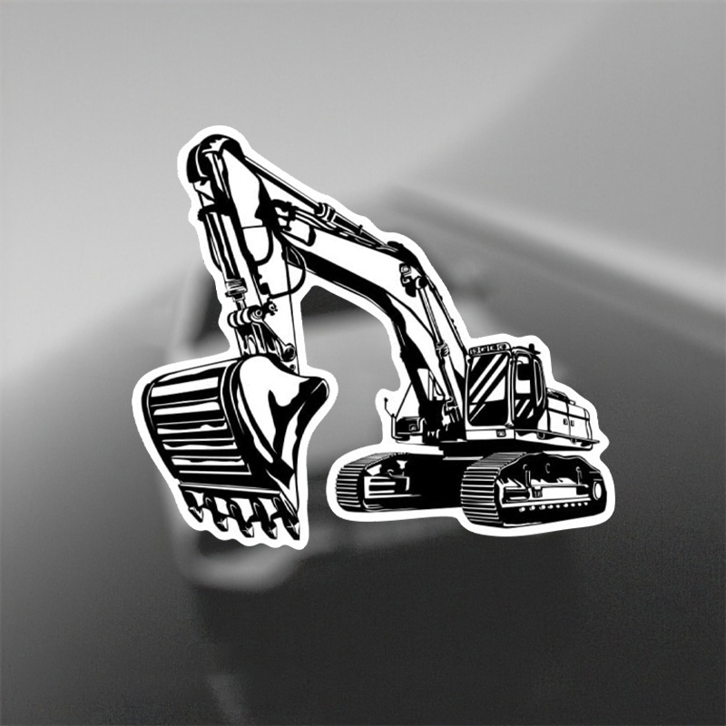 Siyah Beyaz Karikatür Ekskavat - Heavy Equipment Stickers incelemesi ve fiyatı